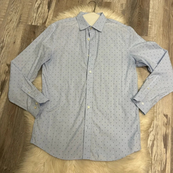 Banana republic Non-iron standard fit light blue flower button down shirt med - Picture 4 of 8